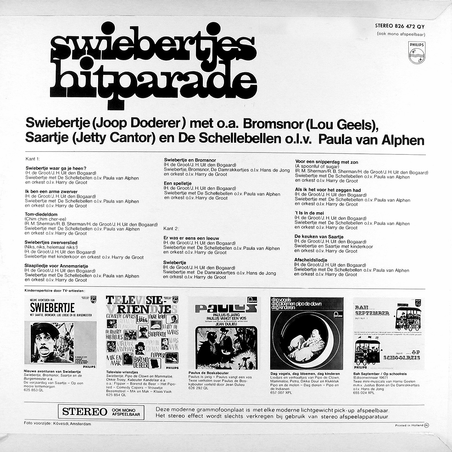 Swiebertje  Swiebertjes Hitparade : Back